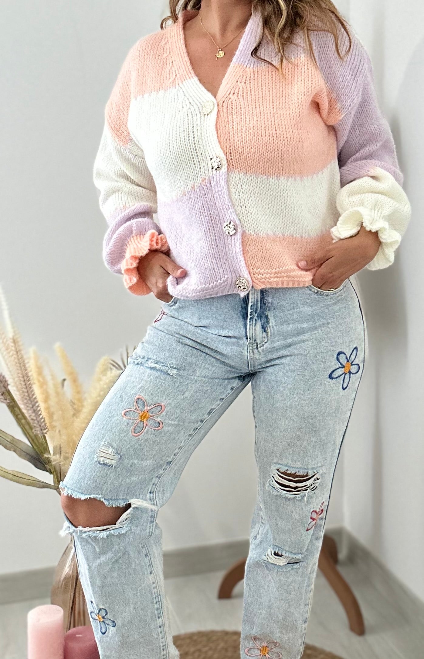 Gilet maille LOLA Saumon