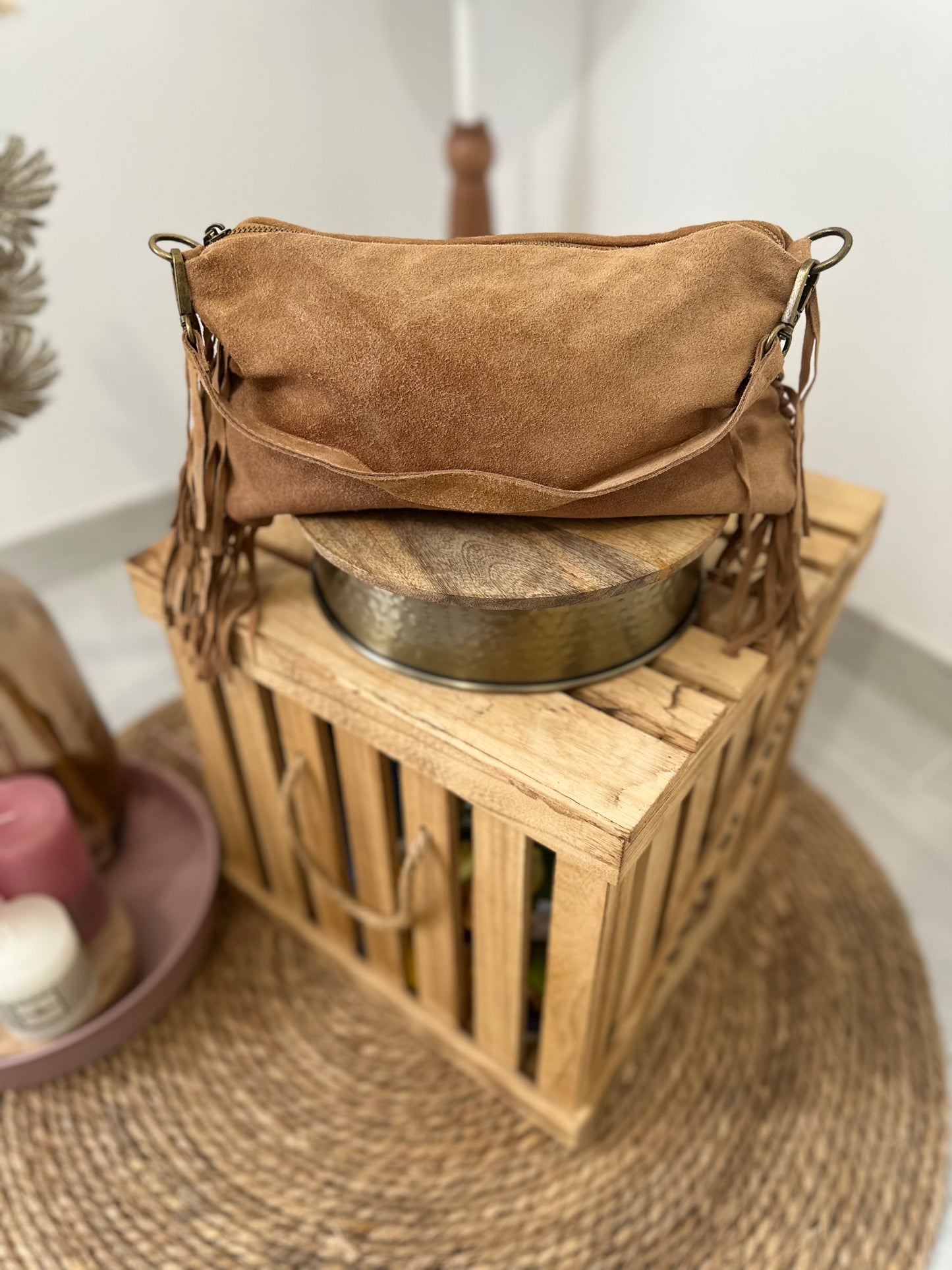 Sac Cuir Daim MILY Camel