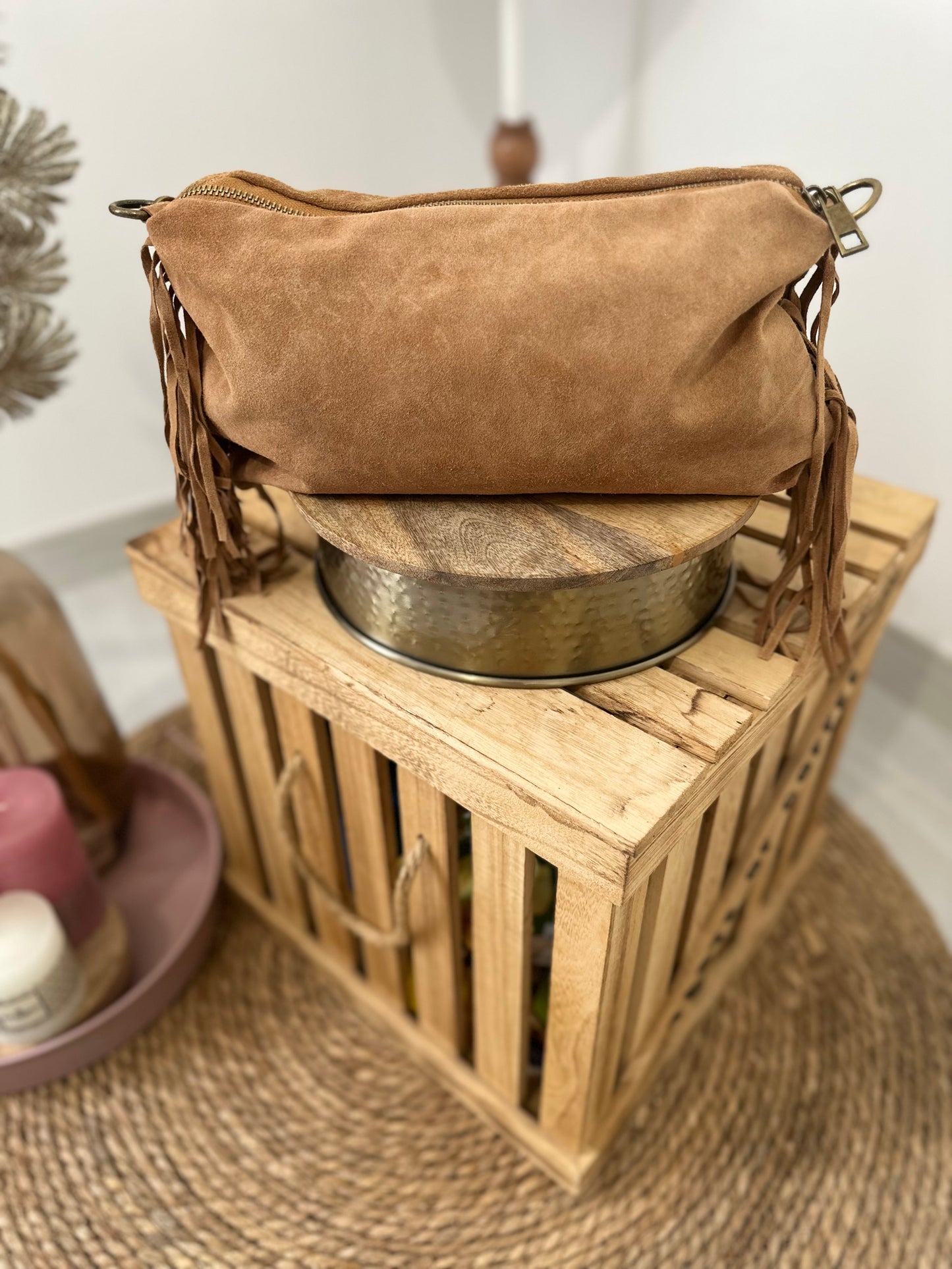 Sac Cuir Daim MILY Camel