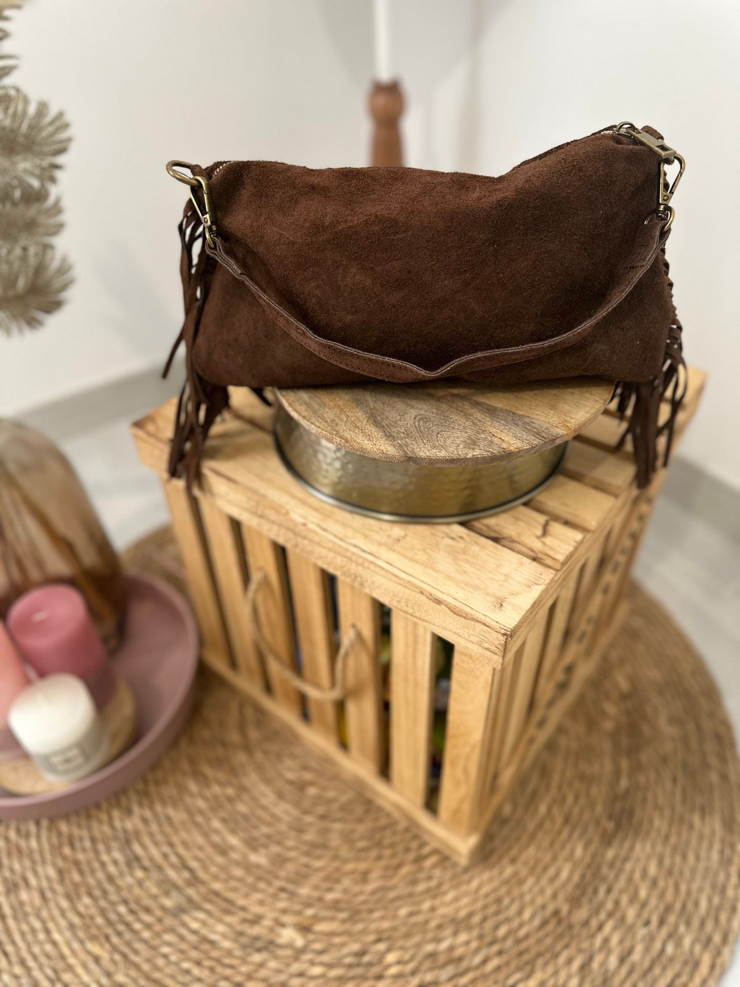 Sac Cuir Daim MILY Marron